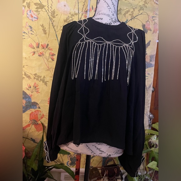 Anthropologie Ollari Rhinestone-Embellished Blouse - Picture 6 of 10